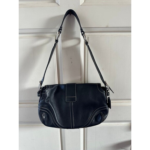 Vintage Y2K Coach 3653 Rare Black Leather Buckle Sufflette Soho Shoulder Bag - Picture 3 of 9